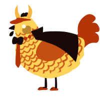 A honey and vermilion chicken with a lace pattern