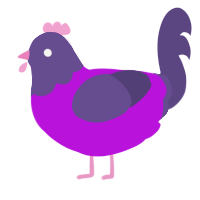A amethyst and overcast chicken with a head pattern