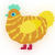A orange and yellow chicken with a bar pattern