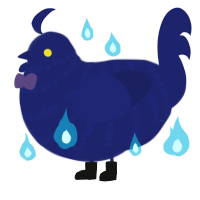 A navy chicken with a bar pattern