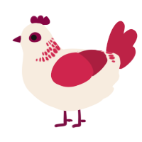 A cream and crimson chicken with a neck-band pattern