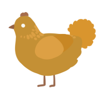 A gold and orange chicken with a neck-speckle pattern