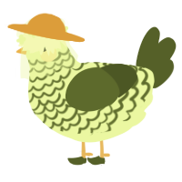 A apple and olive chicken with a lace pattern
