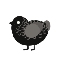 Rumble Fish, a black and grey chicken with a half-lace pattern