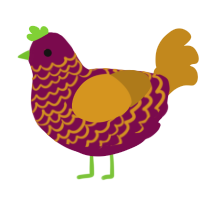 A wine and ochre chicken with a lace pattern