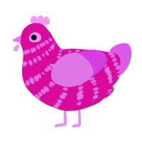 A fuchsia and orchid chicken with a bar pattern