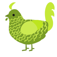 A chartreuse and lime chicken with a lace pattern
