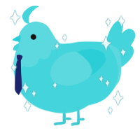 A aqua chicken with a head pattern