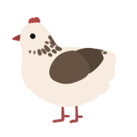 A cream and bark chicken with a neck-speckle pattern