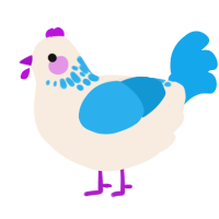 A cream and sky chicken with a neck-speckle pattern