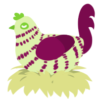 A apple and wine chicken with a bar pattern