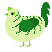 A apple and leaf chicken with a half-bar pattern