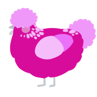 A fuchsia and lavender chicken with a neck-speckle pattern