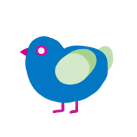 Skaibie, a sapphire and gluppy chicken