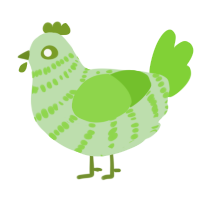 A gluppy and grass chicken with a bar pattern
