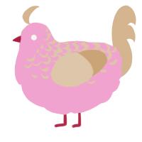 A pink and beige chicken with a half-lace pattern
