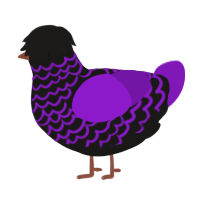 A sable and violet chicken with a lace pattern