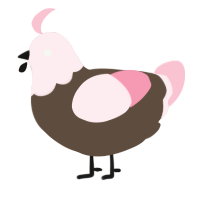A bark and rose chicken with a head pattern