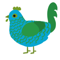A cerulean and viridian chicken with a lace pattern