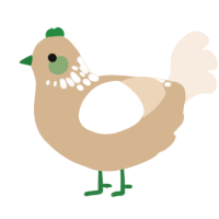 A beige and cream chicken with a neck-speckle pattern