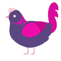 A overcast and fuchsia chicken with a neck-speckle pattern