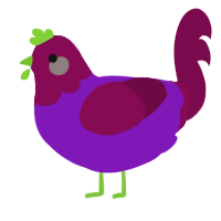 Rasbabie, a violet and wine chicken with a head pattern