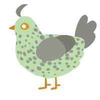 A gluppy and ash chicken with a speckle pattern