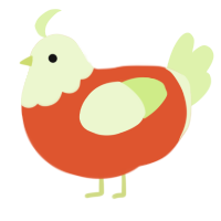 A vermilion and apple chicken with a head pattern