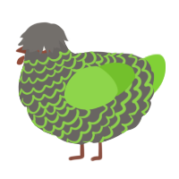 A grey and grass chicken with a lace pattern