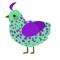 Little Chikungunya, a spring and violet chicken with a speckle pattern