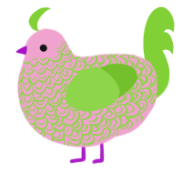A pink and grass chicken with a double-lace pattern