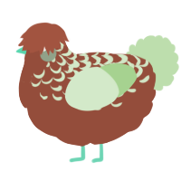 A russet and gluppy chicken with a half-lace pattern