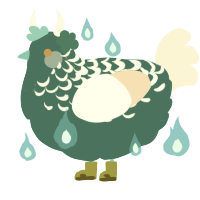 A sea and cream chicken with a half-lace pattern
