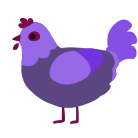 Beleth, a overcast and blurple chicken with a head pattern