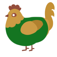 A leaf and gold chicken with a head pattern
