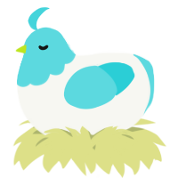 A white and aqua chicken with a head pattern