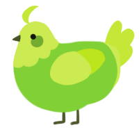A grass and lime chicken with a head pattern