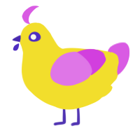 peep, a yellow and orchid chicken