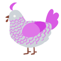 A mist and orchid chicken with a lace pattern