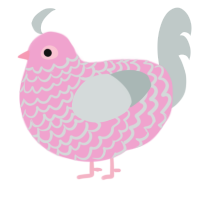 A pink and silver chicken with a lace pattern