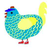 Ness, a sea and lemon chicken with a lace pattern