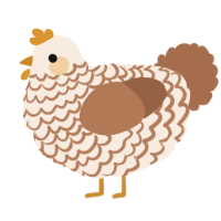 A cream and brown chicken with a lace pattern