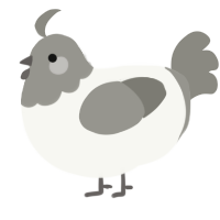 A white and ash chicken with a head pattern