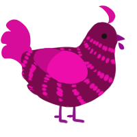 A wine and fuchsia chicken with a bar pattern