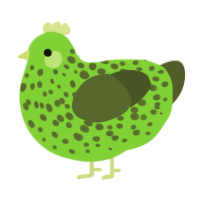 A grass and olive chicken with a speckle pattern