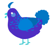 A indigo and sapphire chicken with a half-lace pattern
