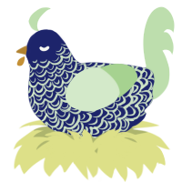 A navy and gluppy chicken with a double-lace pattern