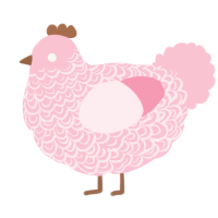 A rose chicken with a double-lace pattern