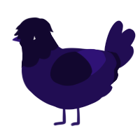 A apple chicken with a head pattern