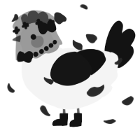 A white and black chicken